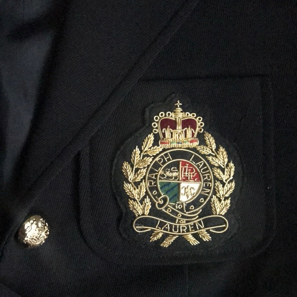 Ralph Lauren Classic Black Blazer with Elegant Gold Buttons & Crown Emblem - Picture 4 of 5